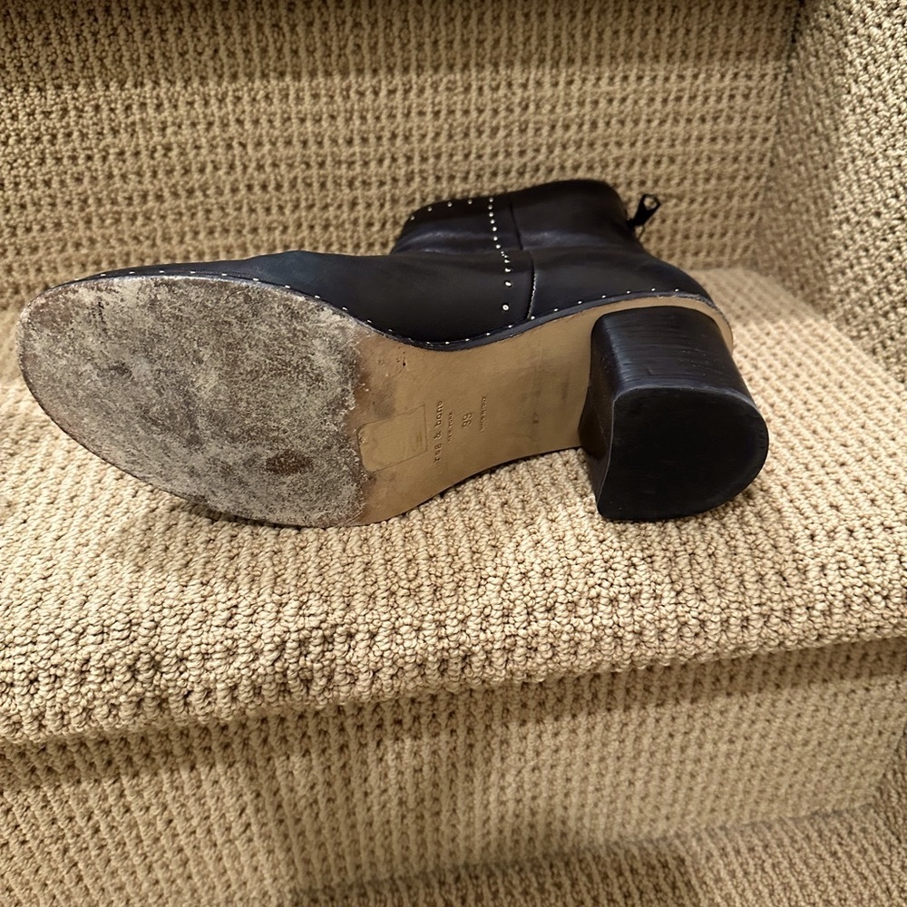 RAG & BONE New York. Black supple leather micro studded boots. - Picture 7 of 8